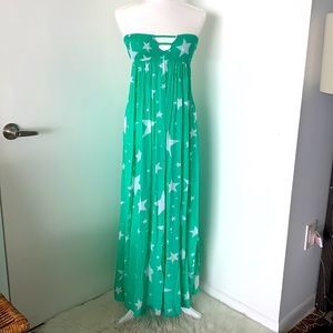 Indah Green w/ White Stars Scrunch Top Dress 💚⭐️